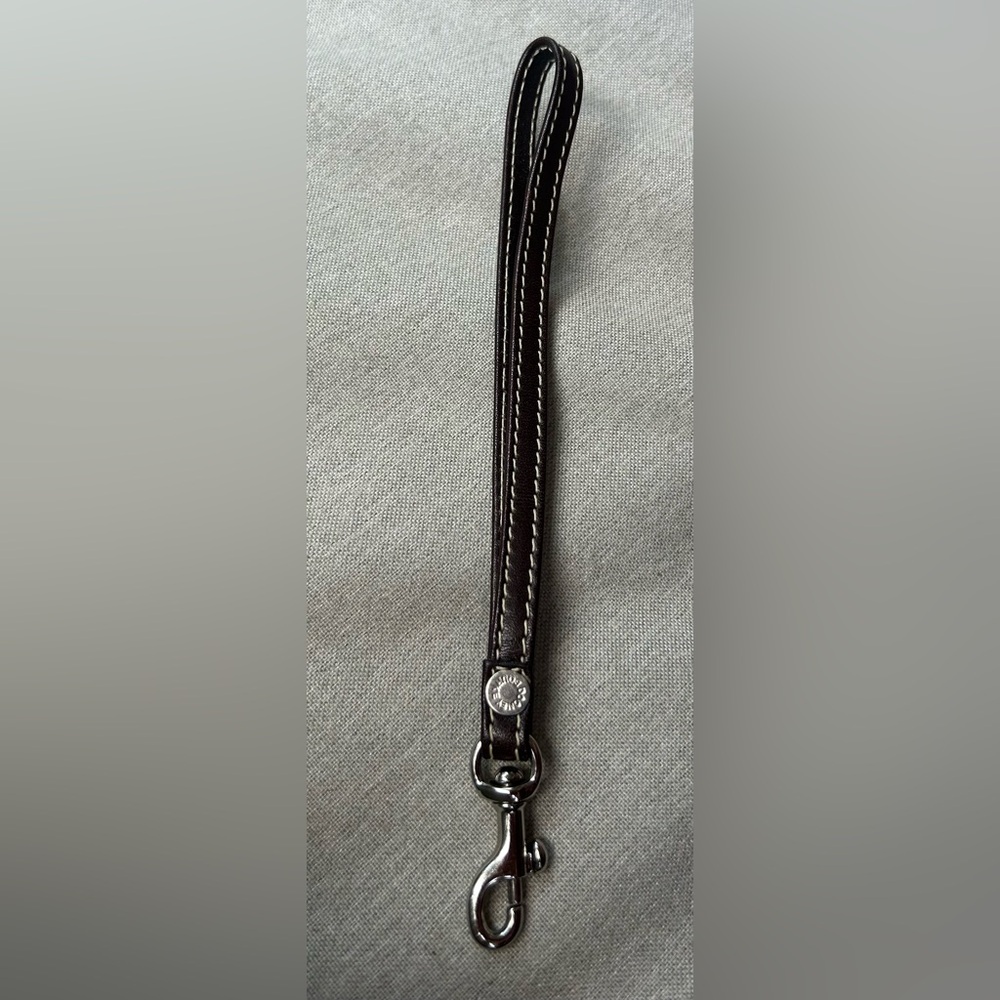 DOONEY & BOURKE Leather Wristlet strap Dark Brown Silver Hardware NEW